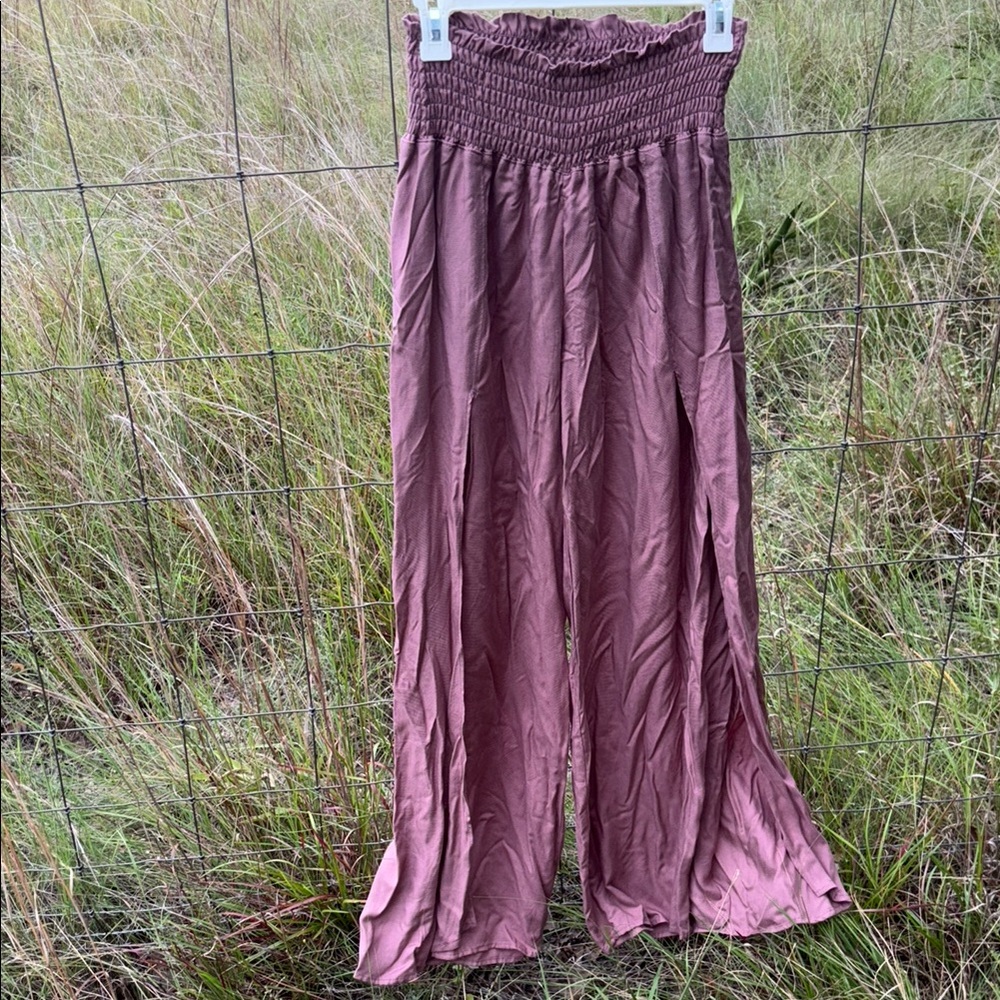 Elegant Mauve Women's Flowy Pants